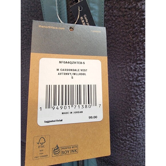 New The North Face Vest Carbondale Fleece Full Zip Layering Blue Size Mens Small - Picture 4 of 4